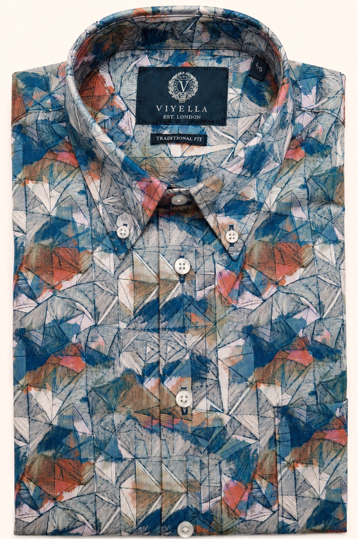 Geometric Tropical Stretch Cotton Short Sleeve Sport Shirt by Viyella