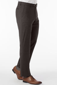 Super 130s Loro Piana Wool Gabardine Flat Front Trouser in Chestnut by 6 East by Ballin