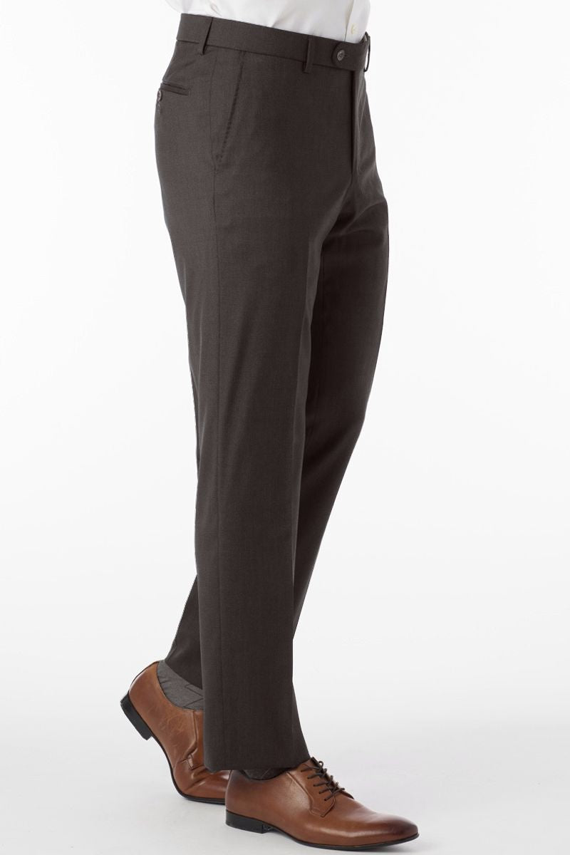 Super 130s Loro Piana Wool Gabardine Flat Front Trouser in Chestnut by 6 East by Ballin