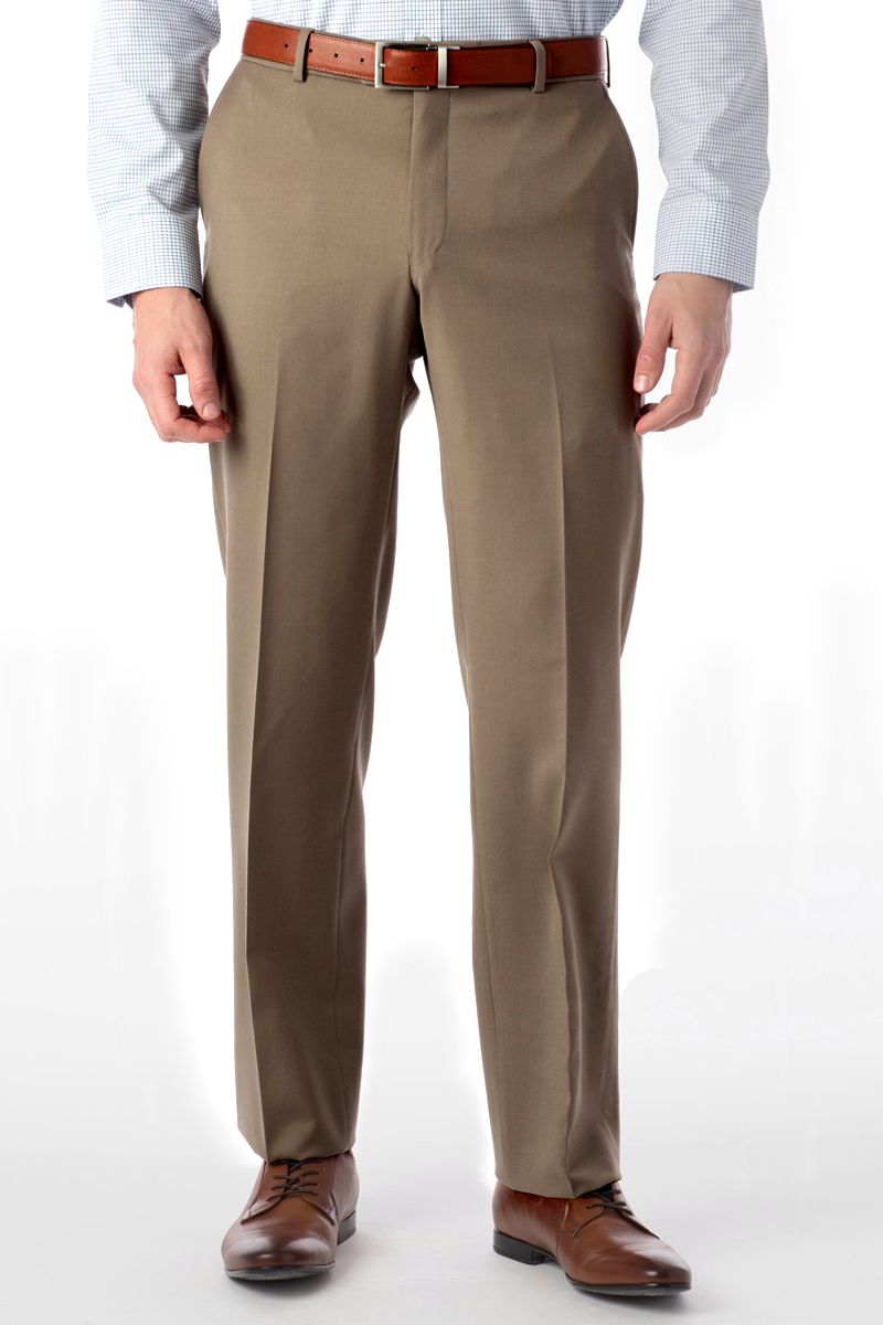 Super 120s Wool Gabardine Comfort-EZE Trouser in Cork (Flat Front Models) by Ballin