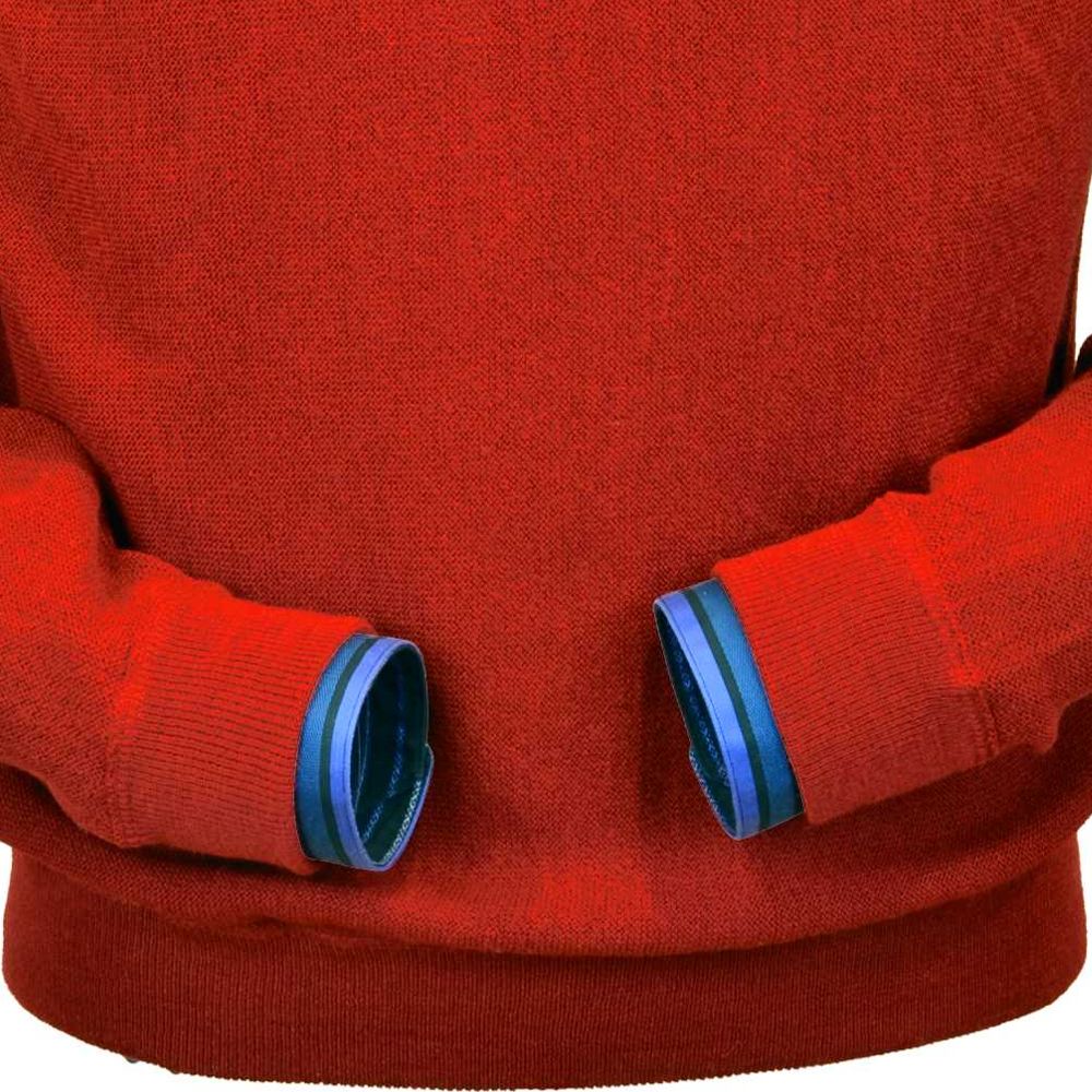 Baby Alpaca 'Links Stitch' Sweatshirt-Style Crew Neck Sweater in Bright Red by Peru Unlimited