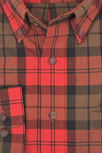 Paprika, Brown, and Black Plaid Cotton and Wool Blend Button-Down Shirt by Viyella
