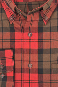 Paprika, Brown, and Black Plaid Cotton and Wool Blend Button-Down Shirt by Viyella