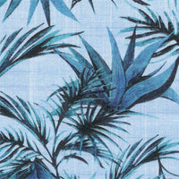 Sky Blue Palm Print Short Sleeve No-Iron Cotton Sport Shirt with Hidden Button Down Collar by Leo Chevalier