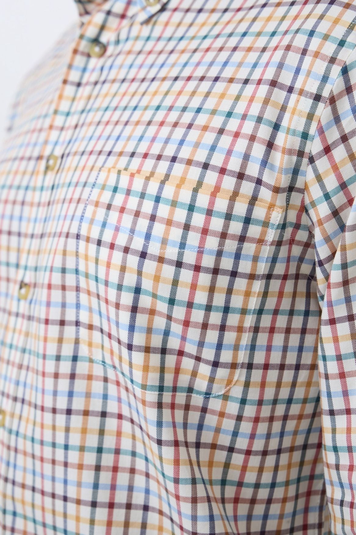Summer Weight Bright Multi Tattersall Cotton and Wool Blend Button-Down Shirt by Viyella