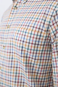 Summer Weight Bright Multi Tattersall Cotton and Wool Blend Button-Down Shirt by Viyella