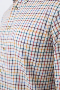Summer Weight Bright Multi Tattersall Cotton and Wool Blend Button-Down Shirt by Viyella