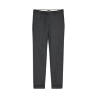 Parker Flat Front Sharkskin Wool Trouser in Medium Grey (Modern Straight Fit) by Zanella