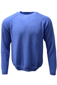 Baby Alpaca Links Knit Raglan Sleeve Sweatshirt-Style Sweater in Regal Blue by Blue 1899