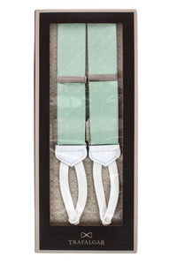 Churchill Chambray Polka Dot Linen and Silk Blend Formal End Braces in Light Green by Trafalgar