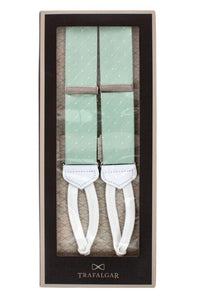 Churchill Chambray Polka Dot Linen and Silk Blend Formal End Braces in Light Green by Trafalgar