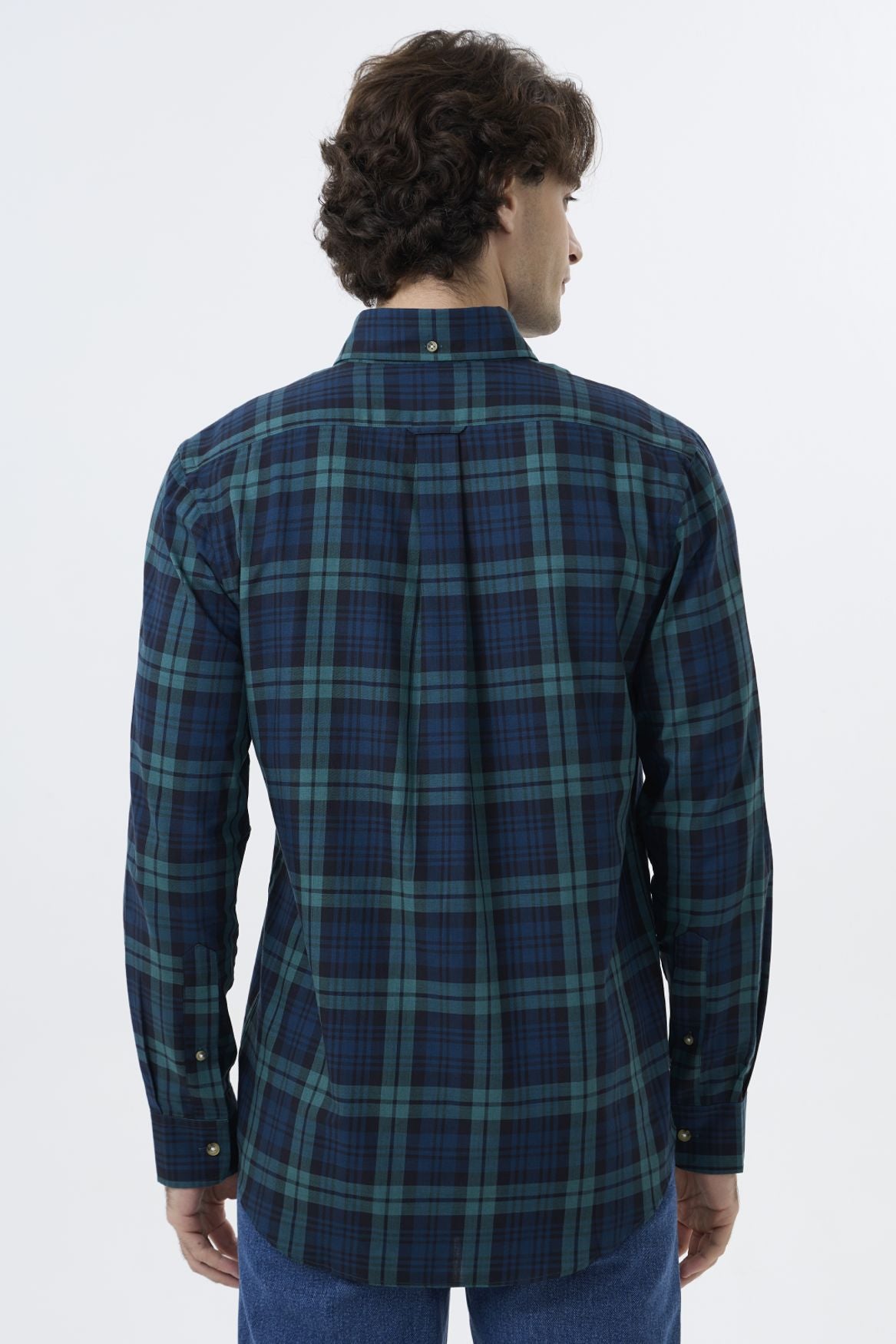 Summer Weight Black Watch Tartan Cotton and Wool Blend Button-Down Shirt by Viyella
