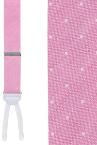 Churchill Chambray Polka Dot Linen and Silk Blend Formal End Braces in Light Pink by Trafalgar