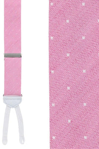 Churchill Chambray Polka Dot Linen and Silk Blend Formal End Braces in Light Pink by Trafalgar