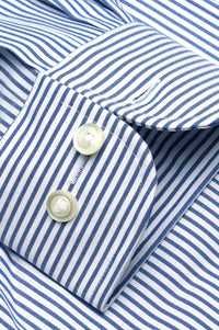 The Burlington - Wrinkle-Free Banker's Stripe Cotton Dress Shirt in Blue by Cooper & Stewart
