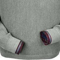 Baby Alpaca 'Links Stitch' Open Bottom Crew Neck Sweater in Silver Grey Heather by Peru Unlimited