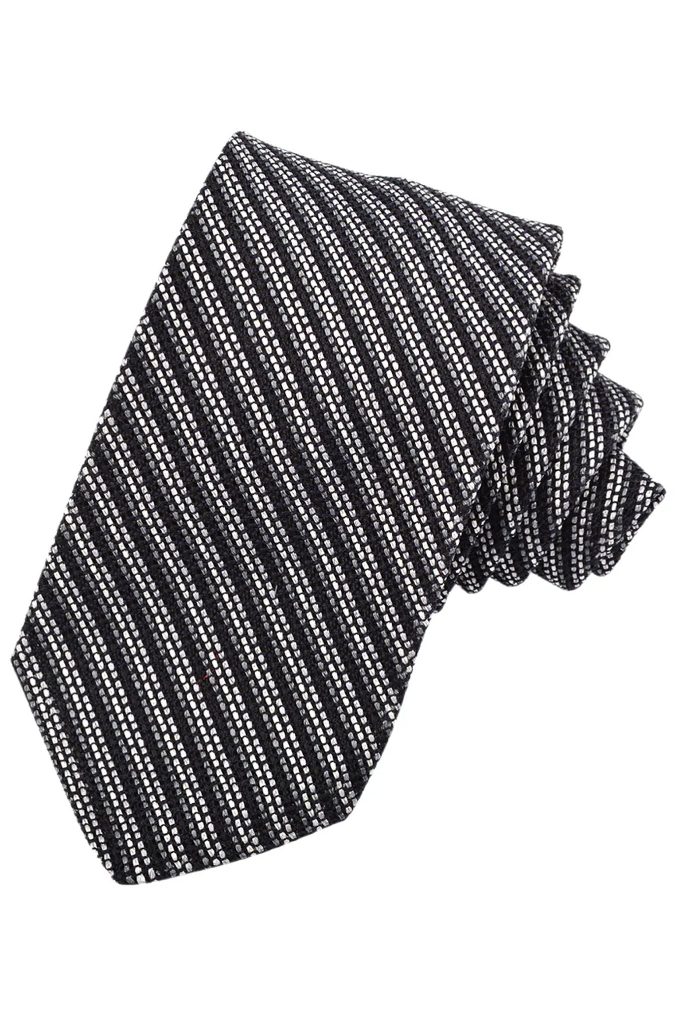 Navy, Grey, and Silver Grey Fine Line Bar Stripe Italian Garza Grossa Grenadine Silk Tie by Dion Neckwear