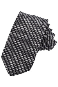 Navy, Grey, and Silver Grey Fine Line Bar Stripe Italian Garza Grossa Grenadine Silk Tie by Dion Neckwear