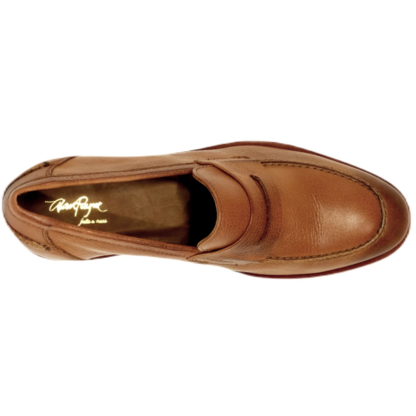 Naples Tumbled Leather Modern Penny Slip-On in Mahogany by Alan Payne Footwear