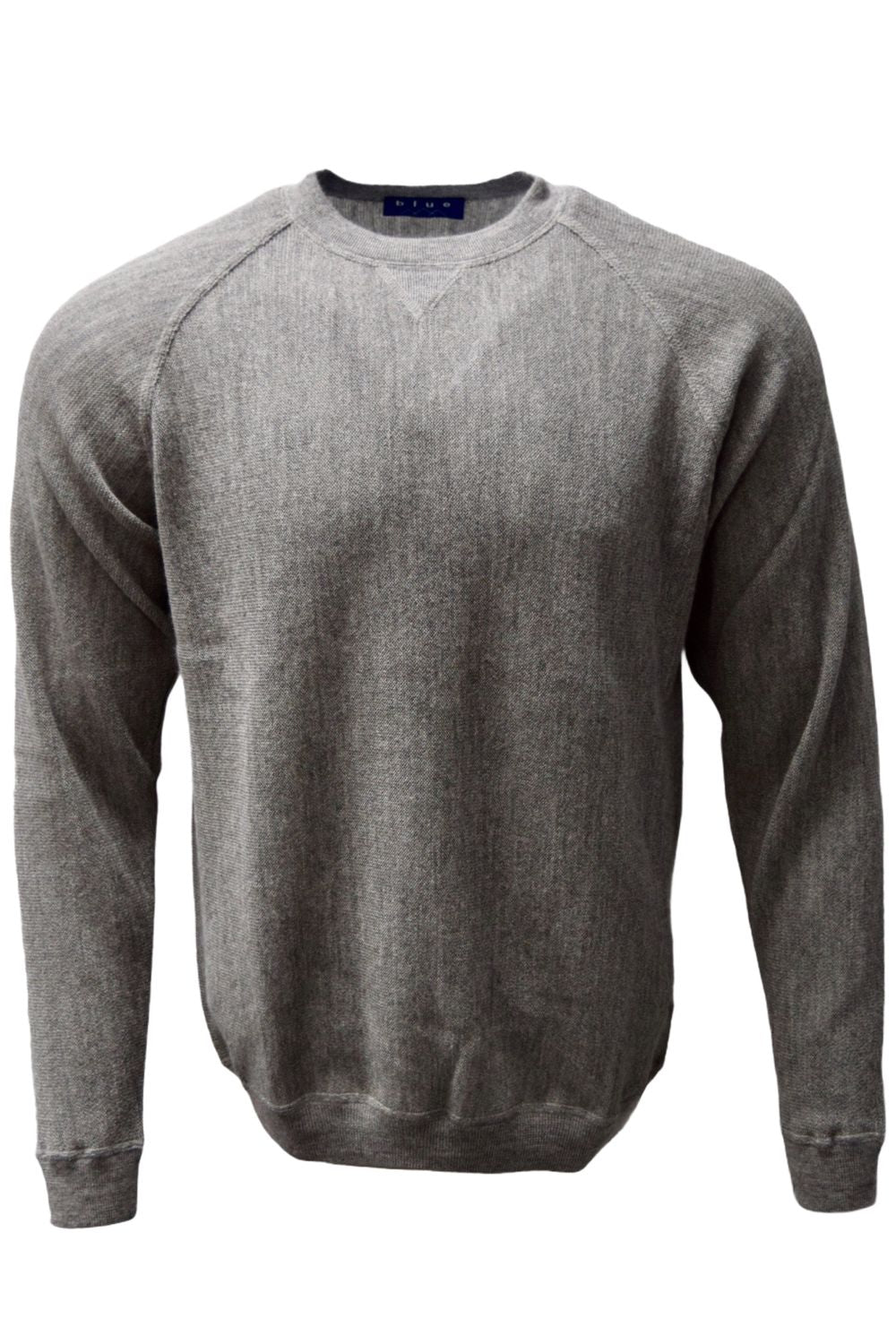 Baby Alpaca Links Knit Raglan Sleeve Sweatshirt-Style Sweater in Grey by Blue 1899