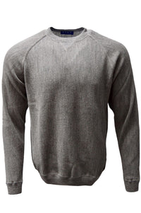 Baby Alpaca Links Knit Raglan Sleeve Sweatshirt-Style Sweater in Grey by Blue 1899