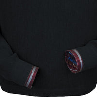 Baby Alpaca 'Links Stitch' Open Bottom Crew Neck Sweater in Black by Peru Unlimited