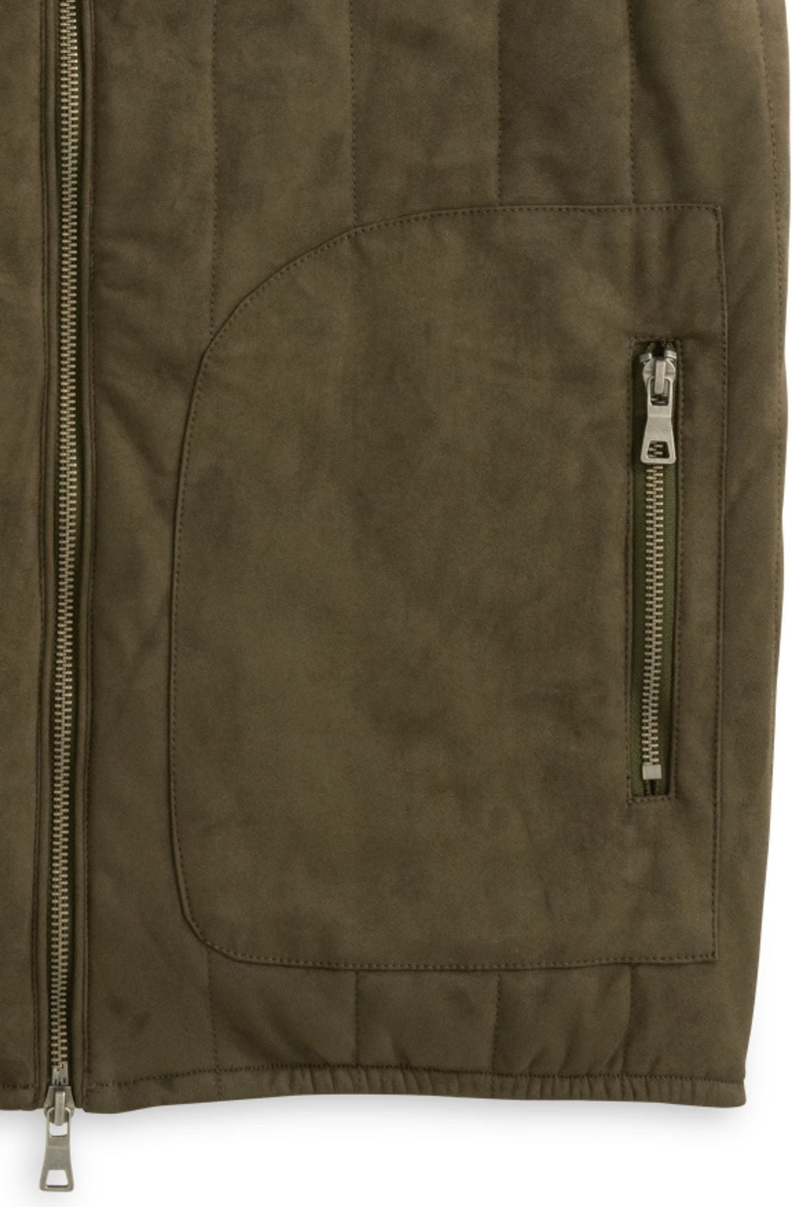 Vegan Suede Puffer Vest in Coffee by Scott Barber