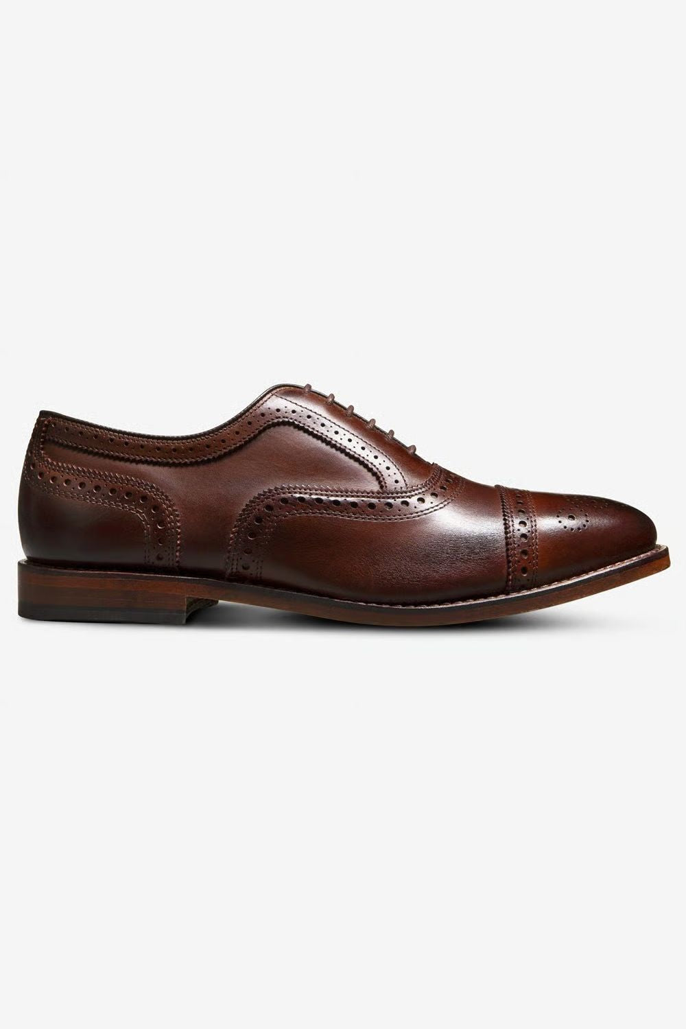 Strand Cap-Toe Oxford Dress Shoe with Perf Detailing in Mahogany Leather by Allen Edmonds