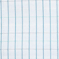 Blue and Turquoise Satin Check Wrinkle-Free Cotton Dress Shirt with Spread Collar by Cooper & Stewart