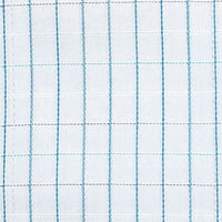 Blue and Turquoise Satin Check Wrinkle-Free Cotton Dress Shirt with Spread Collar by Cooper & Stewart