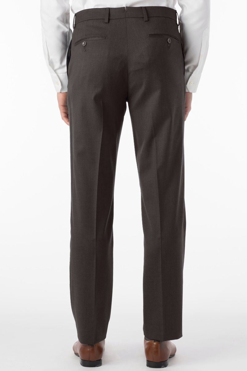 Super 130s Loro Piana Wool Gabardine Flat Front Trouser in Chestnut by 6 East by Ballin
