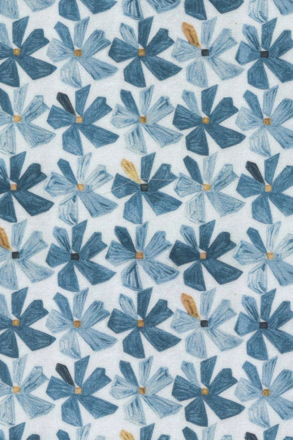 Blue Flower Print Cotton Voile Short Sleeve Sport Shirt by Scott Barber