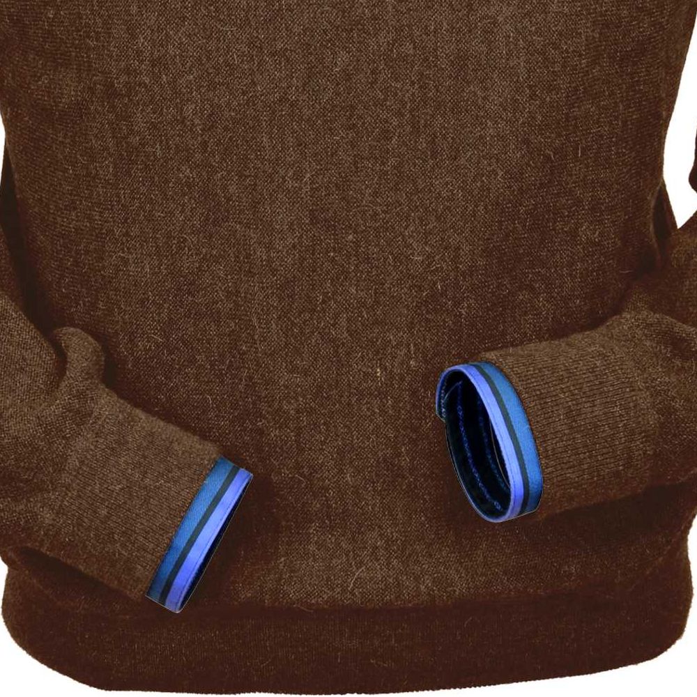 Baby Alpaca 'Links Stitch' Sweatshirt-Style Crew Neck Sweater in Khaki Heather by Peru Unlimited