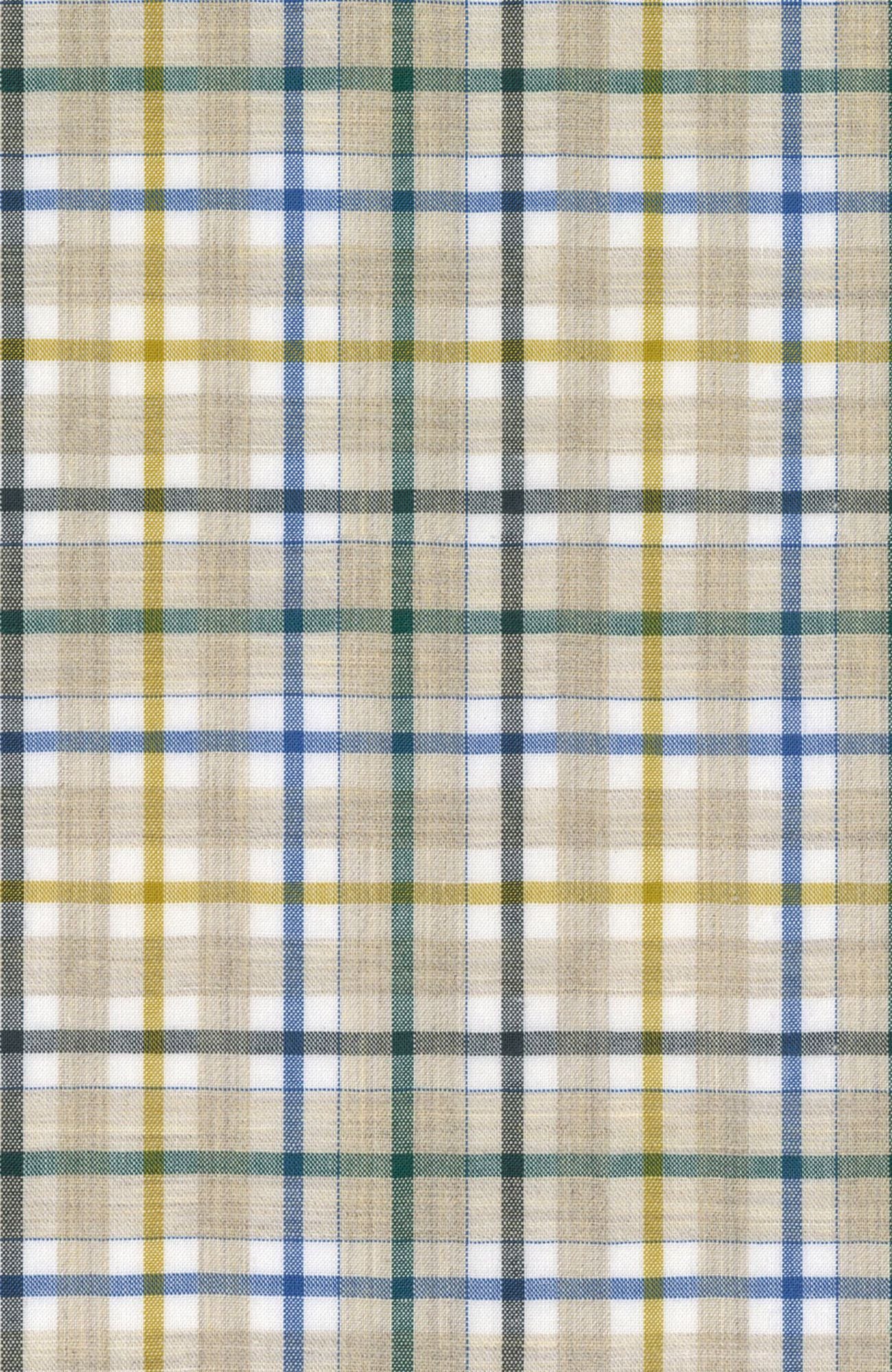 Organic Cotton Mélange Plaid Long Sleeve Sport Shirt with Button Down Collar in Khaki by Scott Barber