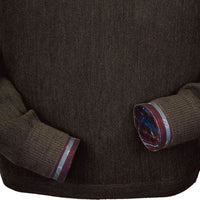 Baby Alpaca 'Links Stitch' Open Bottom Crew Neck Sweater in Pine Olive Heather by Peru Unlimited