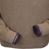 Baby Alpaca 'Links Stitch' Open Bottom Crew Neck Sweater in Taupe Heather by Peru Unlimited