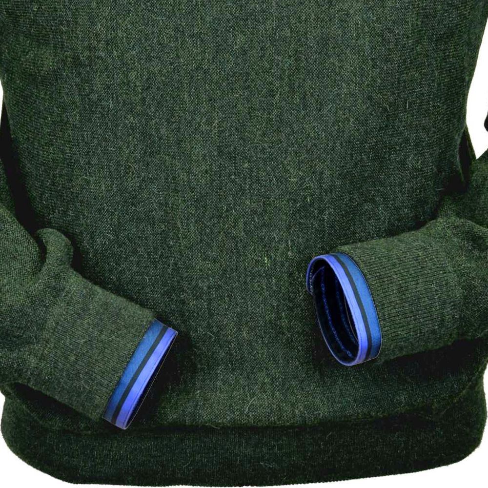 Baby Alpaca 'Links Stitch' Sweatshirt-Style Crew Neck Sweater in Shamrock Green Heather by Peru Unlimited