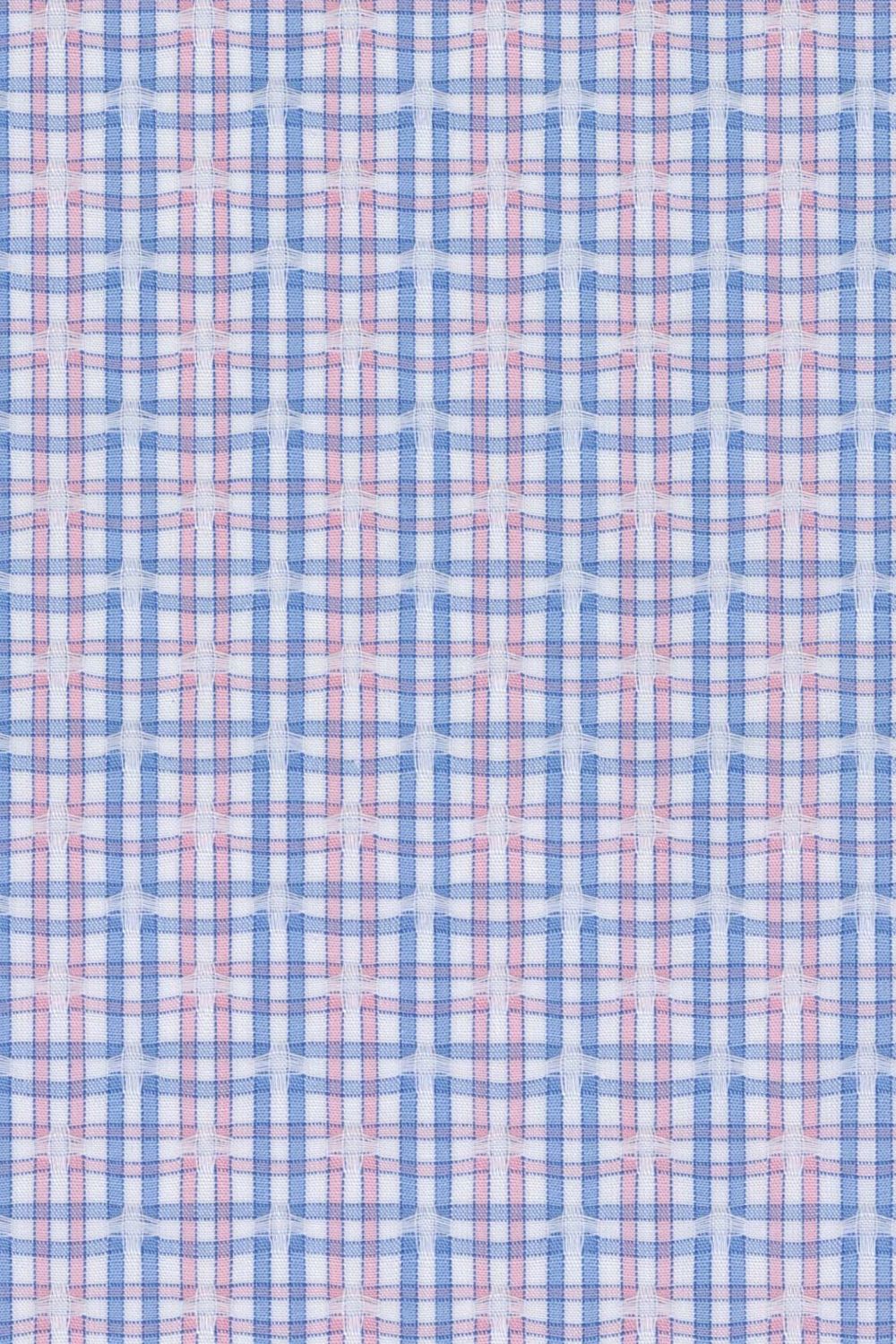 Jacquard Plaid Cotton Windowpane Check Sport Shirt in Pink and Blue (Size Large) by Scott Barber