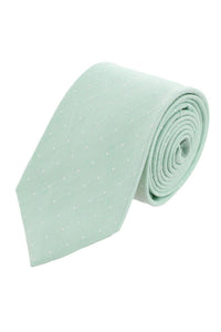 Churchill Chambray Polka Dot Linen and Silk Blend Tie in Light Green by Trafalgar