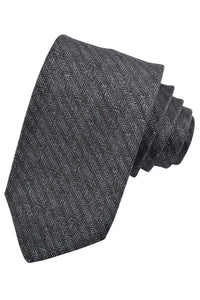 Charcoal, Ice Blue, and Black Broken Stripe Woven Silk Jacquard Tie by Dion Neckwear