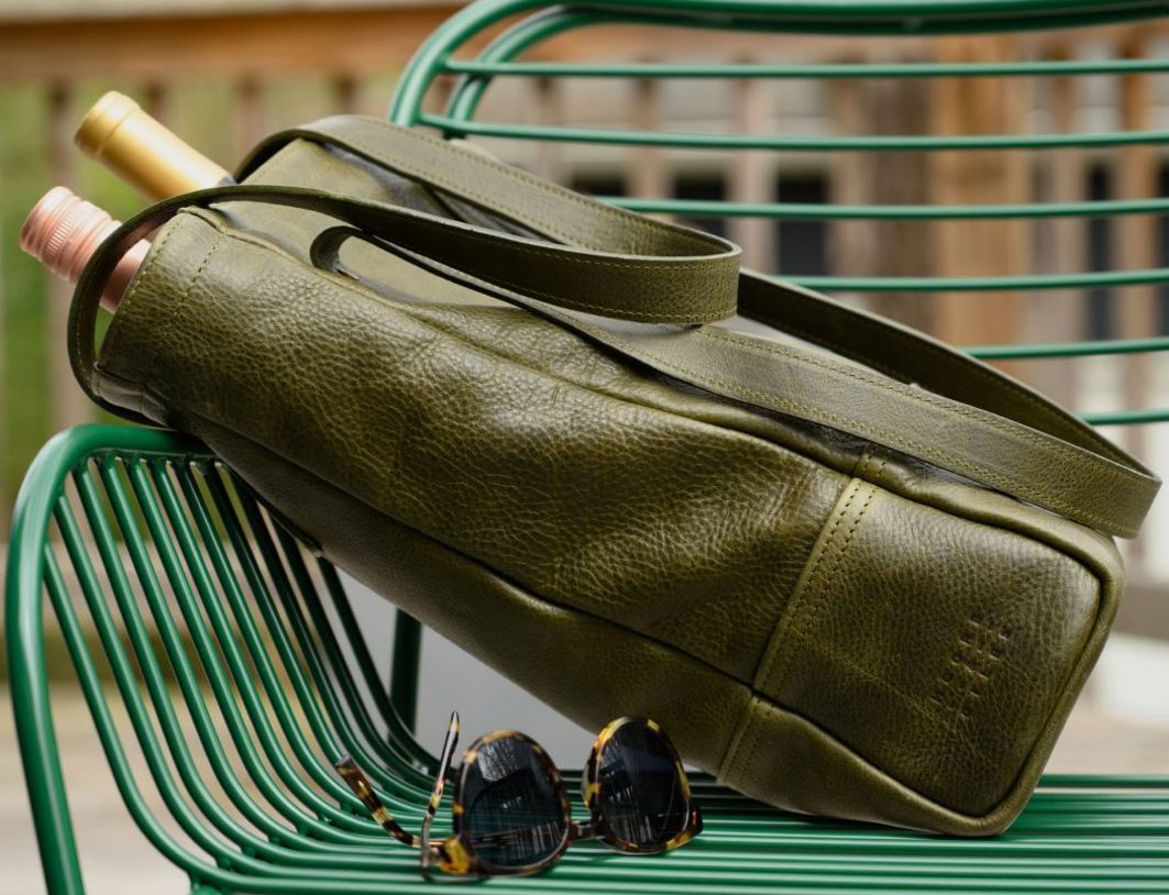Petty Bottle Tote in Titan Milled Olive by Moore & Giles