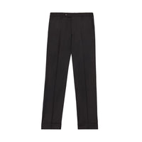 Devon Flat Front Stretch Wool Trouser in Black (Modern Full Fit) by Zanella