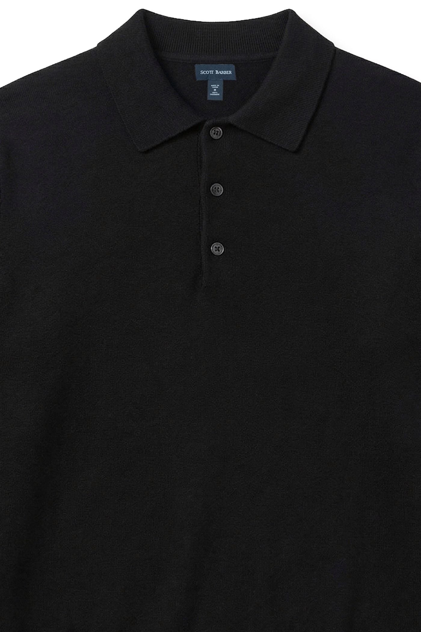 Pure Cashmere Polo Sweater in Black by Scott Barber