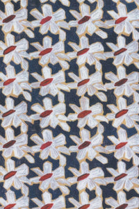 Navy Flower Print Cotton Voile Short Sleeve Sport Shirt by Scott Barber