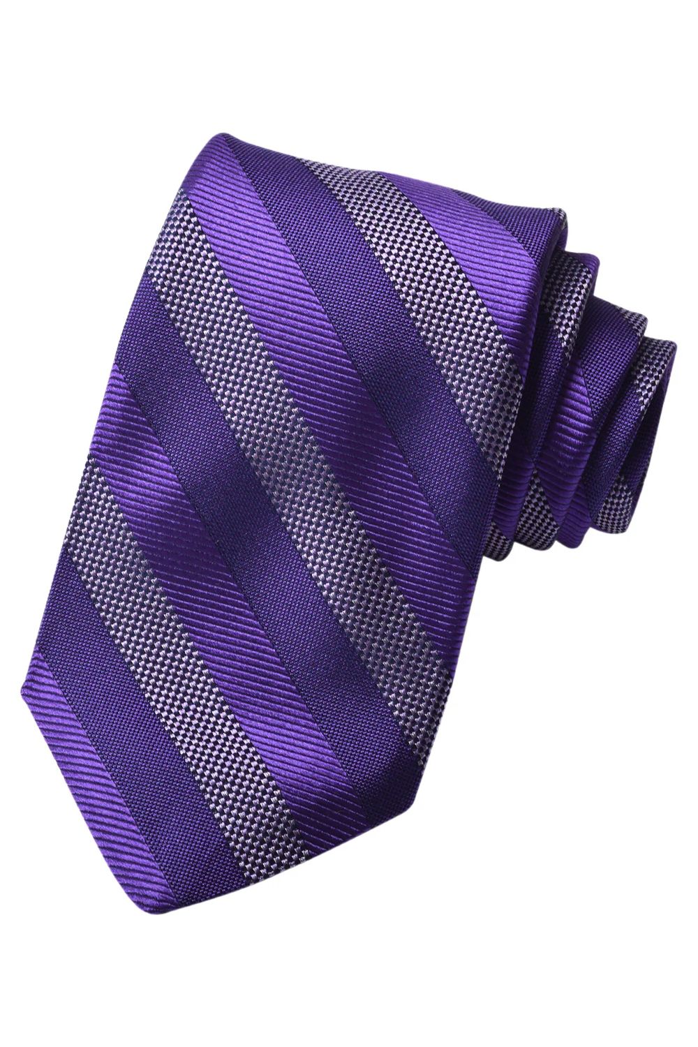 Purple, Lavender, Lilac, and Navy Multi Textured Stripe Italian Silk Woven Jacquard Tie by Dion Neckwear