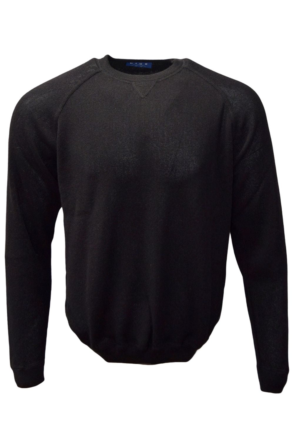 Baby Alpaca Links Knit Raglan Sleeve Sweatshirt-Style Sweater in Black by Blue 1899