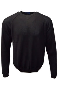 Baby Alpaca Links Knit Raglan Sleeve Sweatshirt-Style Sweater in Black by Blue 1899