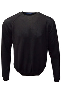 Baby Alpaca Links Knit Raglan Sleeve Sweatshirt-Style Sweater in Black by Blue 1899