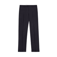 Devon Flat Front Stretch Wool Trouser in Midnight, Size 40 (Modern Full Fit) by Zanella