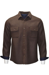 Baby Alpaca & Merino Wool Double Face CPO Shirt Jacket in Brown/Navy by Blue 1899